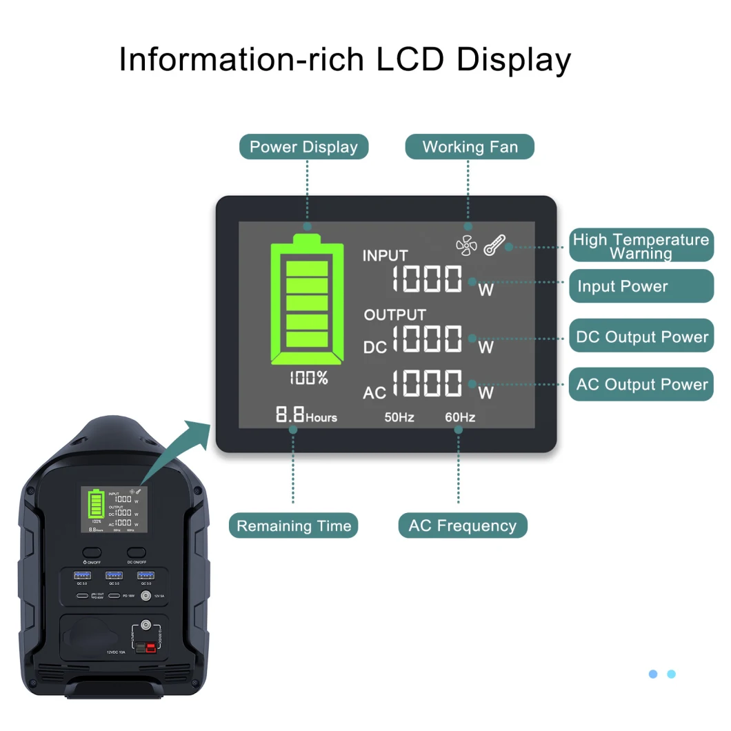 Portable Power Power Station High Capacity 700W Solar Outdoor Camping Uninterruptible Power Supply (UPS)